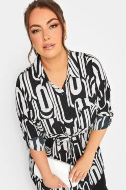 YOURS Curve Black & White Geometric Print Utility Tunic Shirt -Luna Looks Zone 3f072333 cee7 49 131935 D