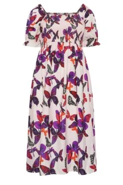 YOURS Curve Light Pink Butterfly Print Shirred Midaxi Dress 10 YOURS Curve Light Pink Butterfly Print Shirred Midaxi Dress -Luna Looks Zone 3f87e158 17be 44 137477 X