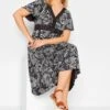 YOURS Curve Black Floral V-Neck Lace Dress