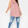 LIMITED COLLECTION Curve Pink Broderie Anglaise Insert Vest Top