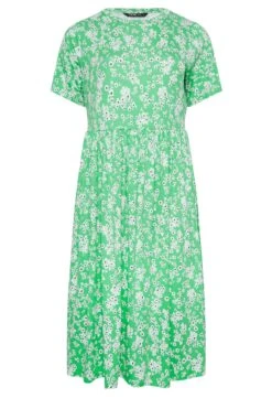YOURS Curve Bright Green Ditsy Floral Smock Dress -Luna Looks Zone 40216c65 e5bd 49 302232 X