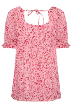 LIMITED COLLECTION Curve Pink Animal Print Puff Sleeve Top -Luna Looks Zone 40381c39 5035 4c 215518 Y
