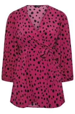 YOURS Curve Dark Pink Dalmatian Print Wrap Top 10 YOURS Curve Dark Pink Dalmatian Print Wrap Top -Luna Looks Zone 416b22ad 0b36 4d 131688 X