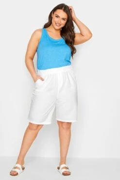 YOURS Curve White Cool Cotton Shorts