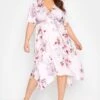 YOURS LONDON Curve Pink Floral Hanky Hem Dress