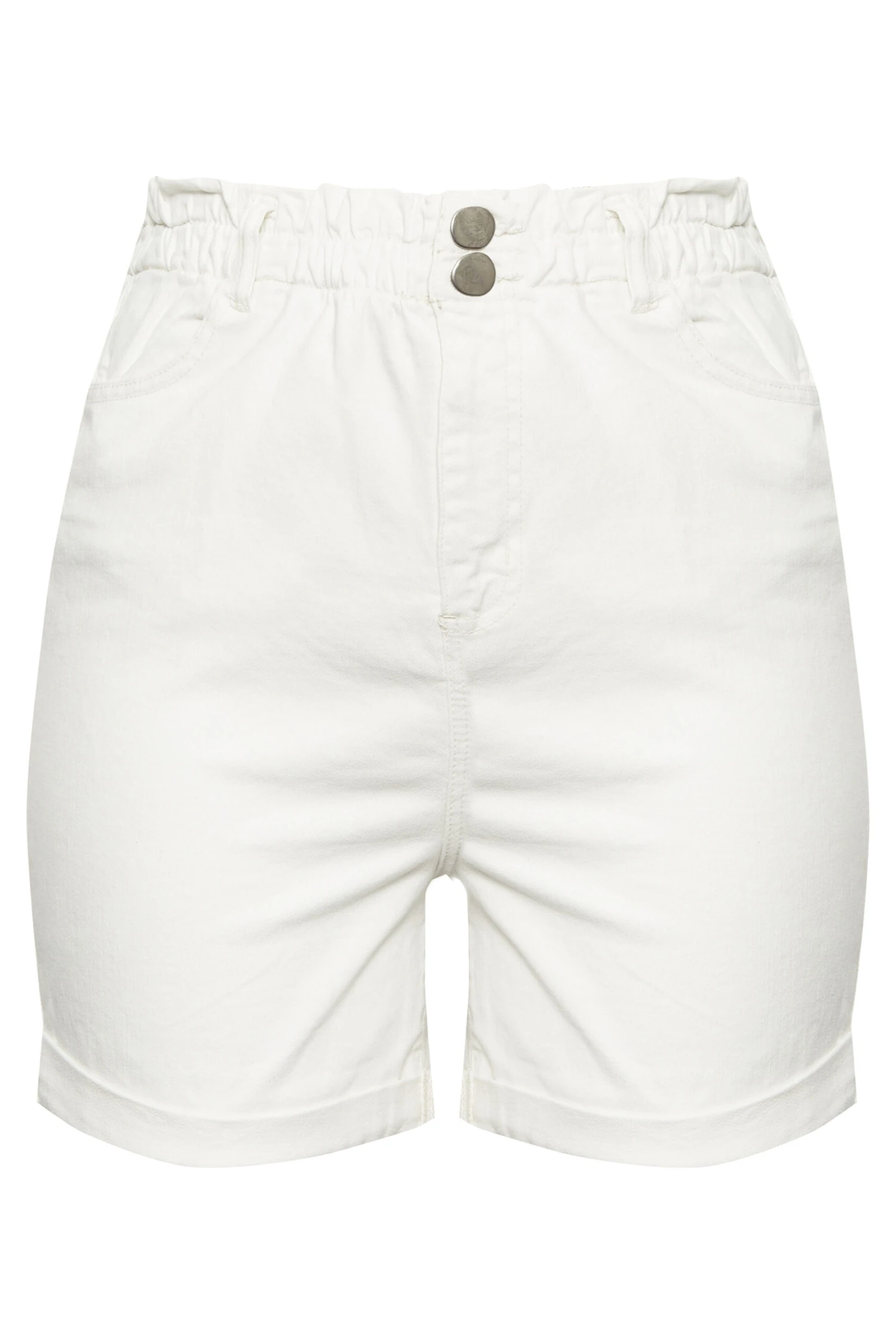 YOURS Curve White Elasticated Waist Denim Shorts 3 YOURS Curve White Elasticated Waist Denim Shorts - Image 3
