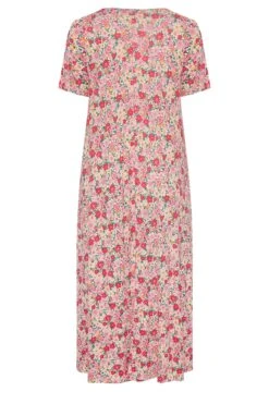 YOURS Curve Pink Floral Pleat Front Maxi Dress -Luna Looks Zone 43685846 cfc6 42 137278 Y