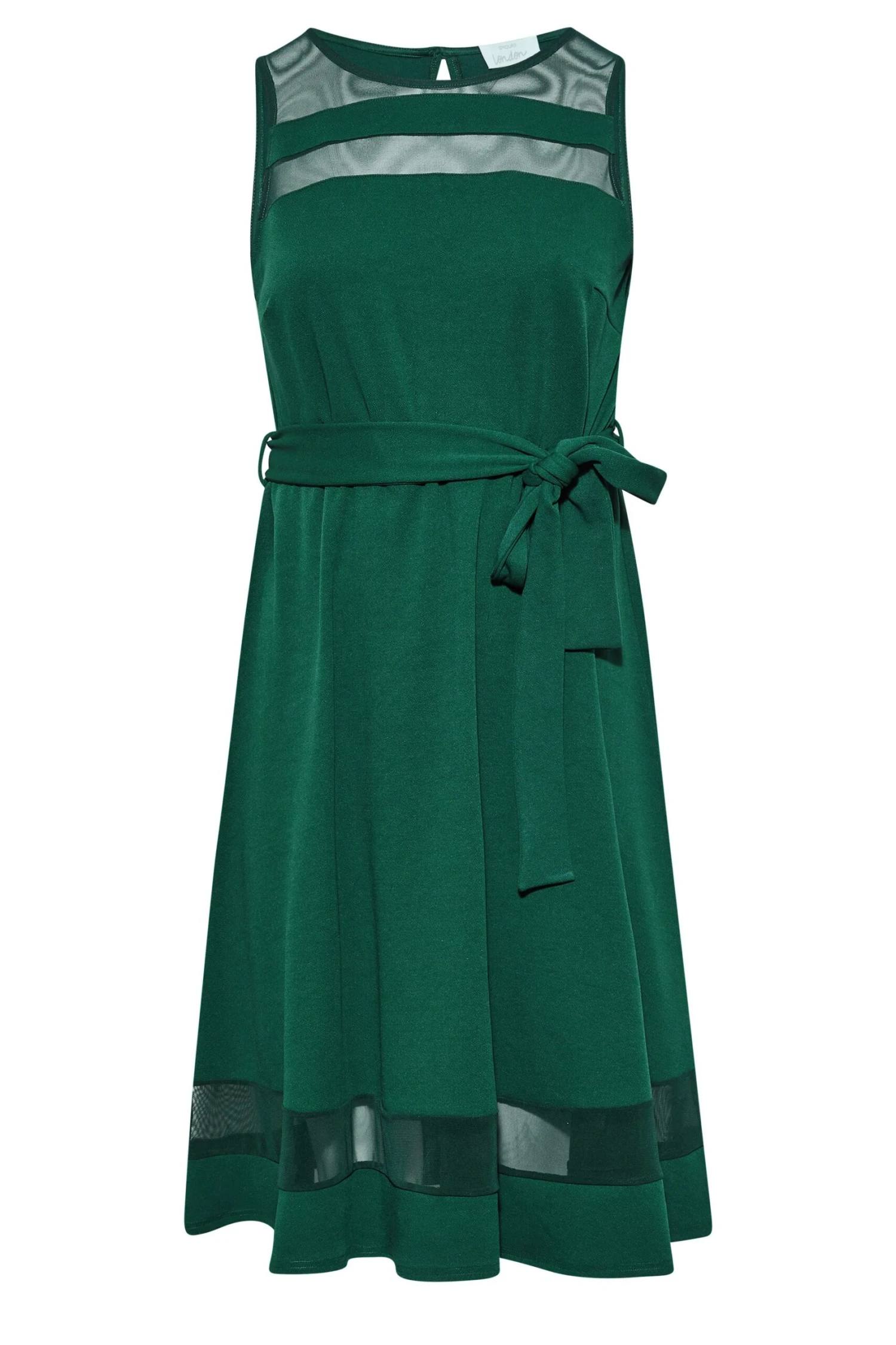 YOURS LONDON Curve Green Mesh Panel Skater Dress 5 YOURS LONDON Curve Green Mesh Panel Skater Dress - Image 5