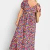 LIMITED COLLECTION Curve Black & Pink Floral Wrap Maxi Dress