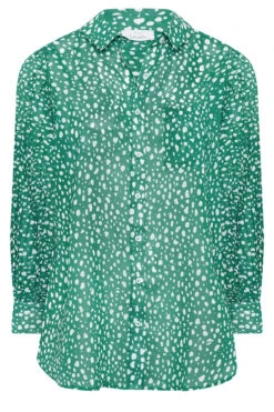 YOURS LONDON Curve Green Dalmatian Pleat Sleeve Shirt -Luna Looks Zone 446c4ef8 f046 4a 161967 X