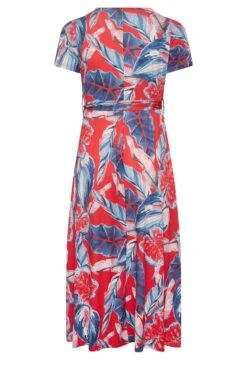 YOURS Curve Red Leaf Print Maxi Wrap Dress -Luna Looks Zone 457b183d cd98 4e 302164 Y