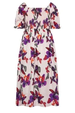YOURS Curve Light Pink Butterfly Print Shirred Midaxi Dress 11 YOURS Curve Light Pink Butterfly Print Shirred Midaxi Dress -Luna Looks Zone 45a490cd 4894 44 137477 Y