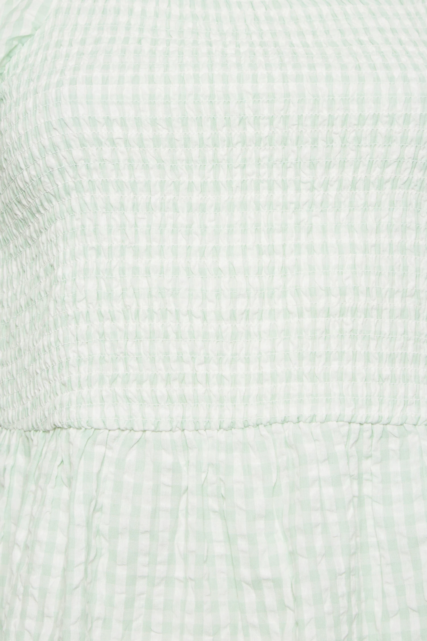 YOURS Curve Mint Green Gingham Print Square Neck Shirred Top 4 YOURS Curve Mint Green Gingham Print Square Neck Shirred Top - Image 4