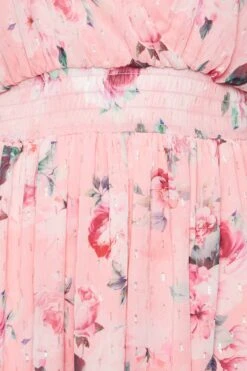 YOURS LONDON Curve Pink Angel Sleeve Floral Shirred Dress -Luna Looks Zone 46d06a6e 424d 43 162048 Z