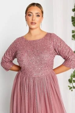 LUXE Curve Dark Pink Sequin Hand Embellished Maxi Dress 8 LUXE Curve Dark Pink Sequin Hand Embellished Maxi Dress -Luna Looks Zone 46ef1ae4 7a4f 46 161986 D