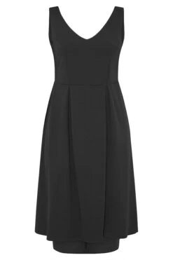 YOURS LONDON Curve Black High Low Pleated Midi Dress -Luna Looks Zone 470c7914 65cc 4c 161363 F