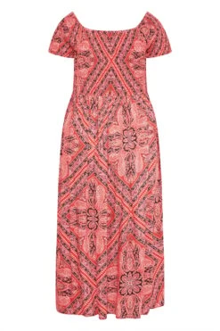 YOURS Curve Pink Paisley Print Bardot Maxi Dress -Luna Looks Zone 4834cd0b 5822 47 137106 Y