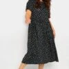 YOURS Curve Black Ditsy Floral Smock Dress