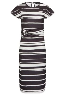 YOURS PETITE Curve Black & White Stripe Knot Midi Dress -Luna Looks Zone 48f9a74b db49 48 174578 X