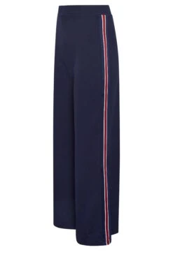 YOURS PETITE Curve Navy Blue Block Stripe Wide Leg Trousers -Luna Looks Zone 49b5fd8d 7e4e 4a 174565 X1