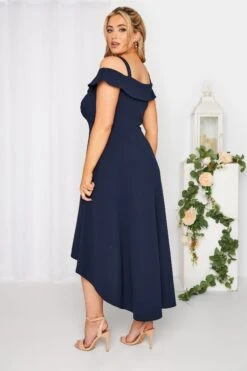 YOURS LONDON Curve Navy Blue Bardot High Low Midi Dress 8 YOURS LONDON Curve Navy Blue Bardot High Low Midi Dress -Luna Looks Zone 4a084e57 1cfe 4e 162087 C