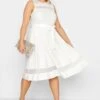 YOURS LONDON Curve White Mesh Panel Bridal Skater Dress