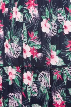 YOURS Curve Navy Blue Tropical Print Bardot Maxi Dress -Luna Looks Zone 4b8acd40 bf22 43 137323 Z