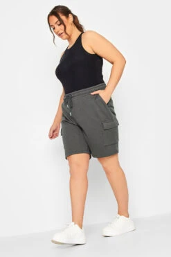 YOURS Curve Grey Cargo Jogger Shorts