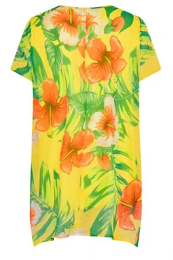 YOURS Curve Yellow Tropical Print Cross Front Top -Luna Looks Zone 4bab2908 7472 44 300792 Y