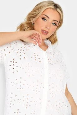 YOURS PETITE Curve White Broderie Anglaise Short Sleeve Shirt -Luna Looks Zone 4c696d91 d8dd 49 174516 D