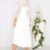 YOURS LONDON Curve White Lace Bridal Midi Dress