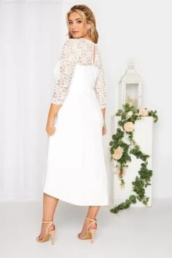 YOURS LONDON Curve White Lace Bridal Midi Dress
