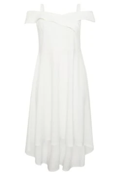 YOURS LONDON Curve White Bardot High Low Bridal Midi Dress -Luna Looks Zone 4ce5f813 2613 4e 162089 X