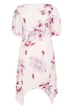 YOURS LONDON Curve Pink Floral Hanky Hem Dress -Luna Looks Zone 4ce63090 6eba 4c 161326 Y
