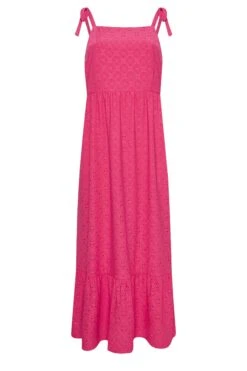 YOURS Curve Hot Pink Broderie Anglaise Maxi Dress -Luna Looks Zone 4ce8e526 9fe6 4a 137567 X
