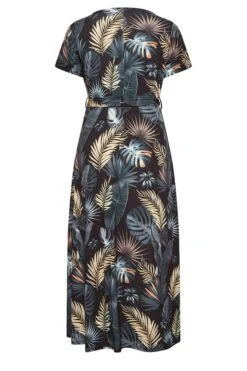 YOURS Curve Charcoal Black Leaf Print Wrap Dress -Luna Looks Zone 4cec2d0e 7d73 49 302153 Y