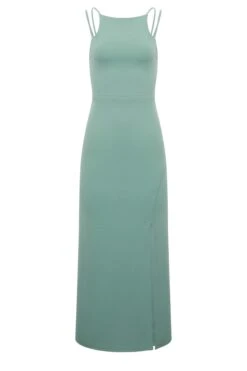 YOURS PETITE Curve Sage Green Split Hem Maxi Dress -Luna Looks Zone 4cf9df76 793a 4a 174531 X