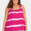 YOURS Curve Pink Tie Dye Crinkle Crochet Back Vest Top