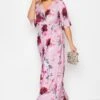 YOURS LONDON Curve Pink Floral Shirred Maxi Dress