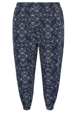 YOURS Curve Navy Blue Diamond Print Cropped Harem Trousers -Luna Looks Zone 4e470aa9 847a 4e 144782 X