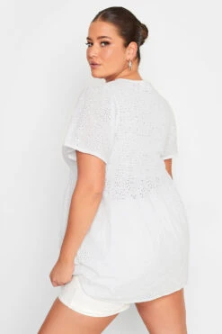YOURS Curve White Broderie Anglaise Shirred Top -Luna Looks Zone 4f4913f8 10b9 49 330067 C