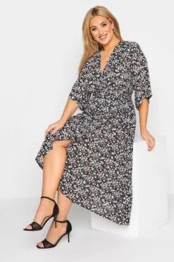 YOURS LONDON Curve Black Floral Print Midaxi Wrap Dress 8 YOURS LONDON Curve Black Floral Print Midaxi Wrap Dress -Luna Looks Zone 4fc3ed0f 52fa 4d 161190 A