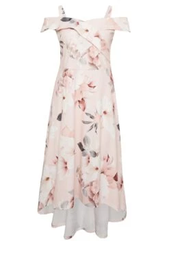 YOURS LONDON Curve Light Pink Floral Bardot High Low Midi Dress -Luna Looks Zone 4fdf9cbe 7fe8 48 162090 X