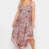 YOURS Curve Red Paisley Print Hanky Hem Dress