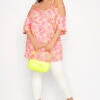 YOURS Curve Pink Floral Strappy Cold Shoulder Top
