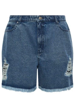Curve Mid Blue Ripped Floaty Denim Shorts -Luna Looks Zone 5057e1c2 653d 4f 144593 X