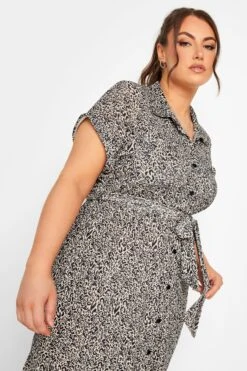 YOURS Curve Beige Brown Animal Print Spilt Hem Midaxi Shirt Dress -Luna Looks Zone 5059541d 1fab 45 302077 D