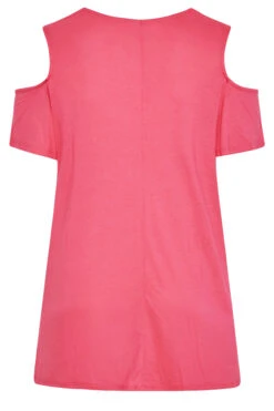 YOURS Curve Pink Crochet Neckline Cold Shoulder Tunic Top -Luna Looks Zone 506abd26 fc0d 40 300932 Y