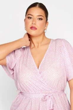 LIMITED COLLECTION Curve Pink Ditsy Floral Print Wrap Dress 8 LIMITED COLLECTION Curve Pink Ditsy Floral Print Wrap Dress -Luna Looks Zone 50844333 251d 4a 215605 D