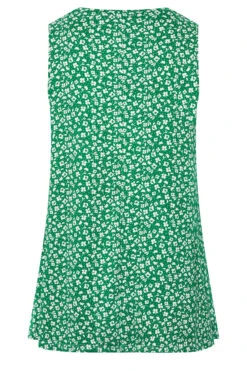 YOURS Curve Green Floral Print Pleat Front Vest Top -Luna Looks Zone 5092c0b7 e47e 42 302068 Y